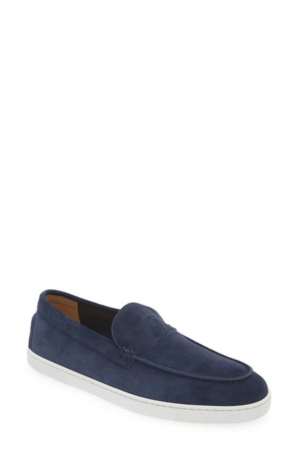 CHRISTIAN LOUBOUTIN Varsiboat Suede Loafers In Marine Product Image