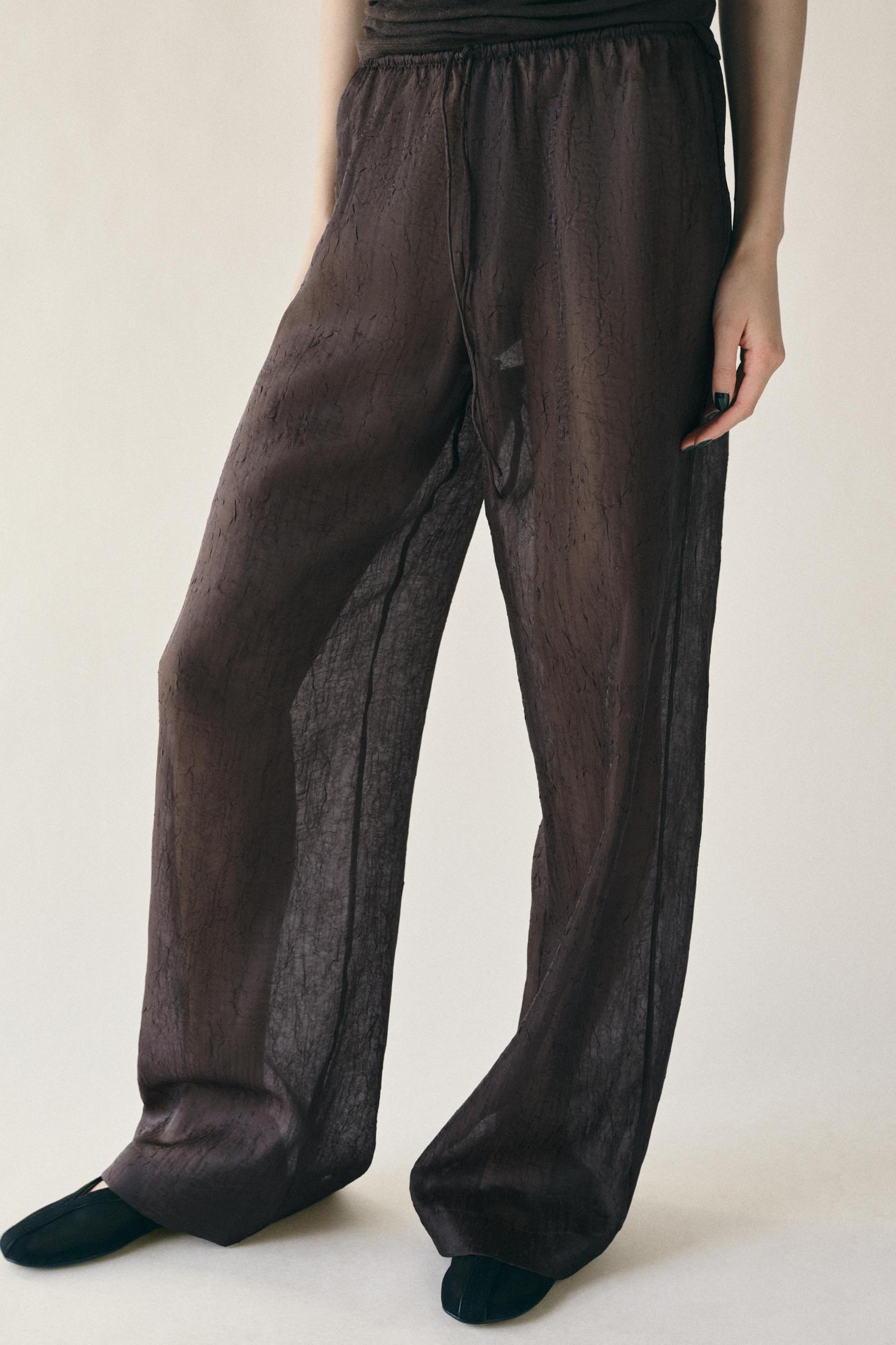 WRINKLED SEMI-SHEER PANTS Product Image