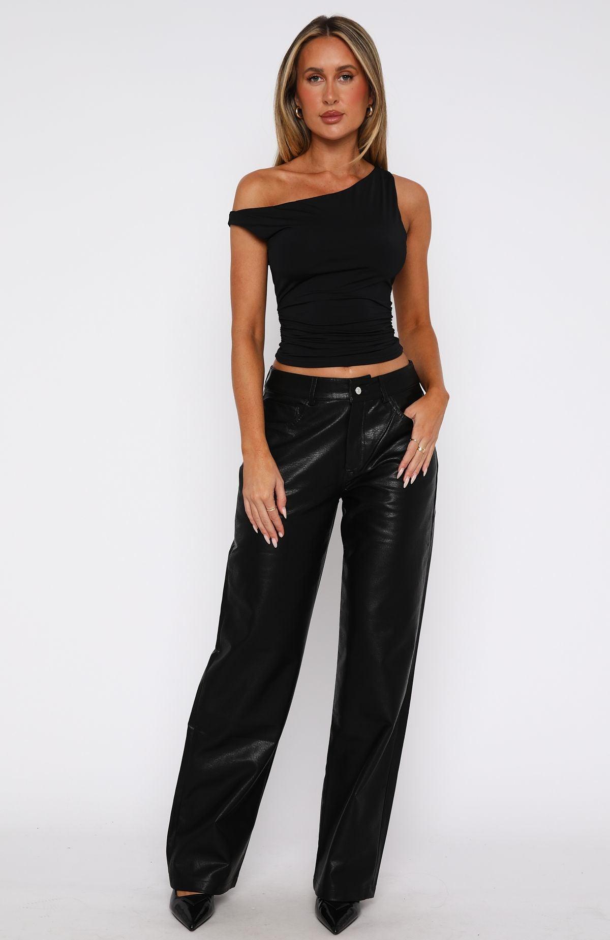 Bring The Style PU Pants Black Product Image