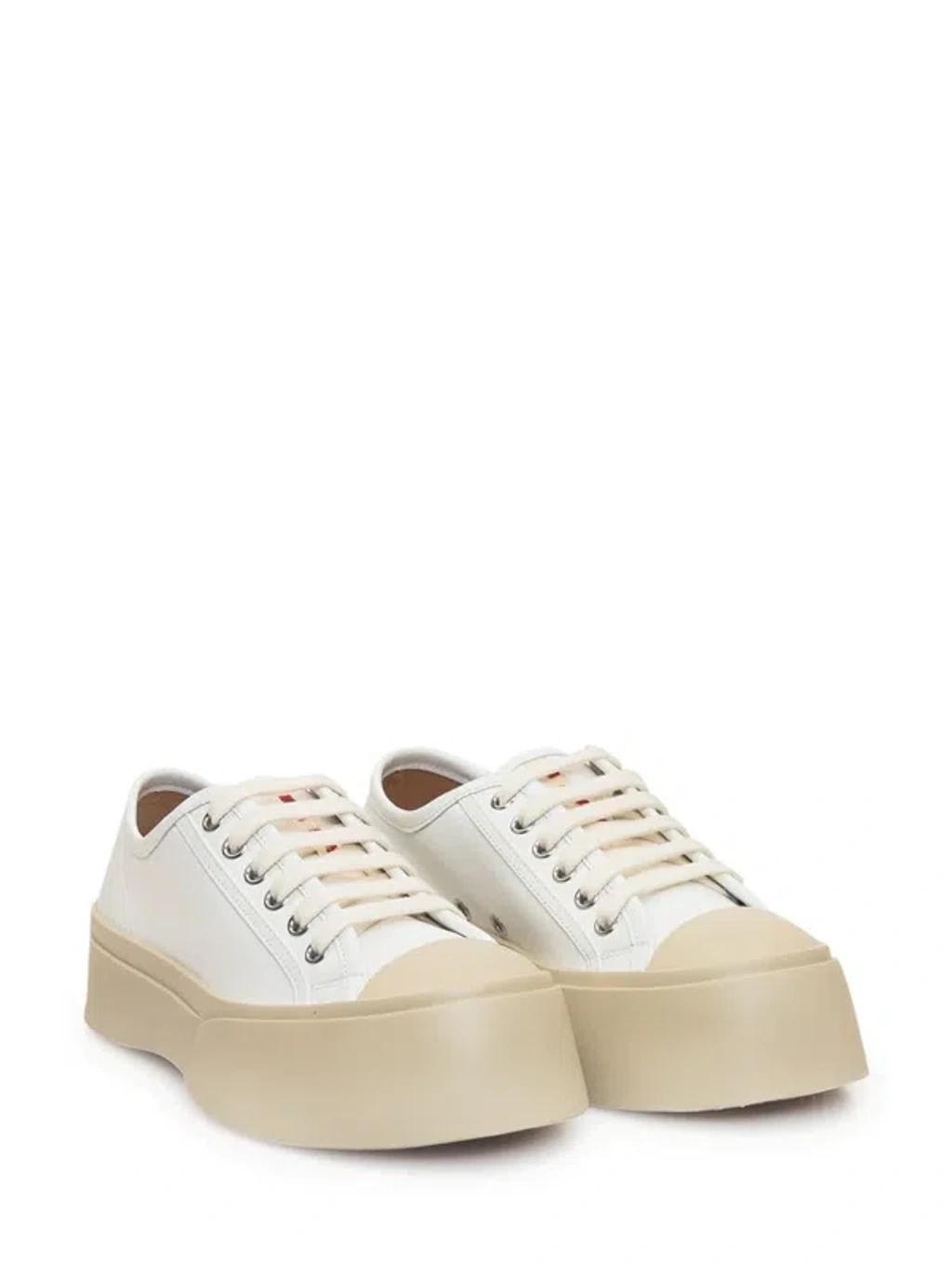 MARNI Pablo White Sneakers With Lace Up Closure In Leather Woman Product Image