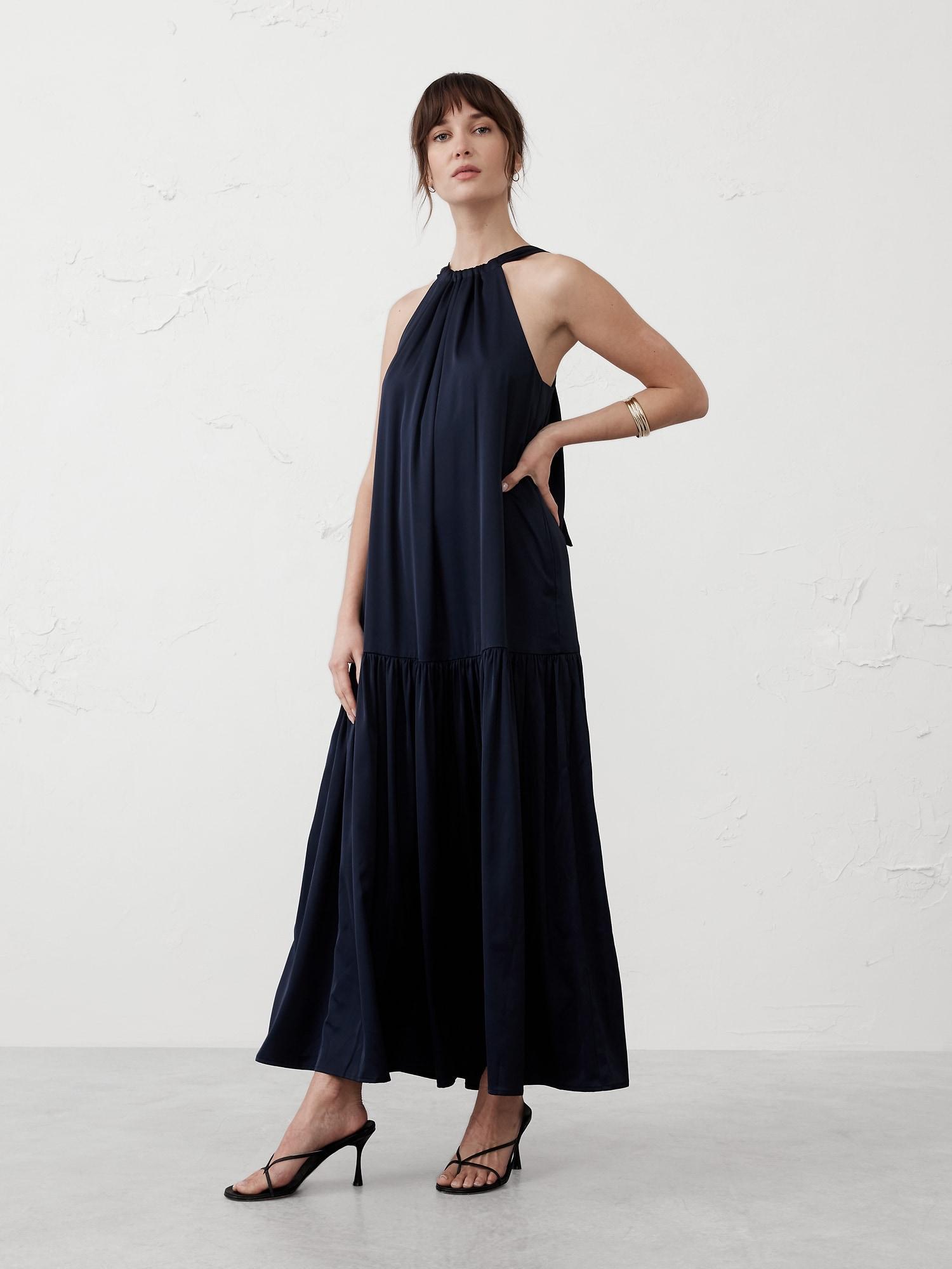Gathered Halter Maxi Dress Product Image