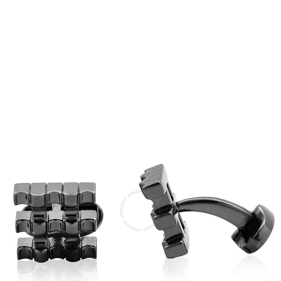 BURBERRY Men's Charcoal Check Ruthenium-plated Cufflinks In Grey Product Image