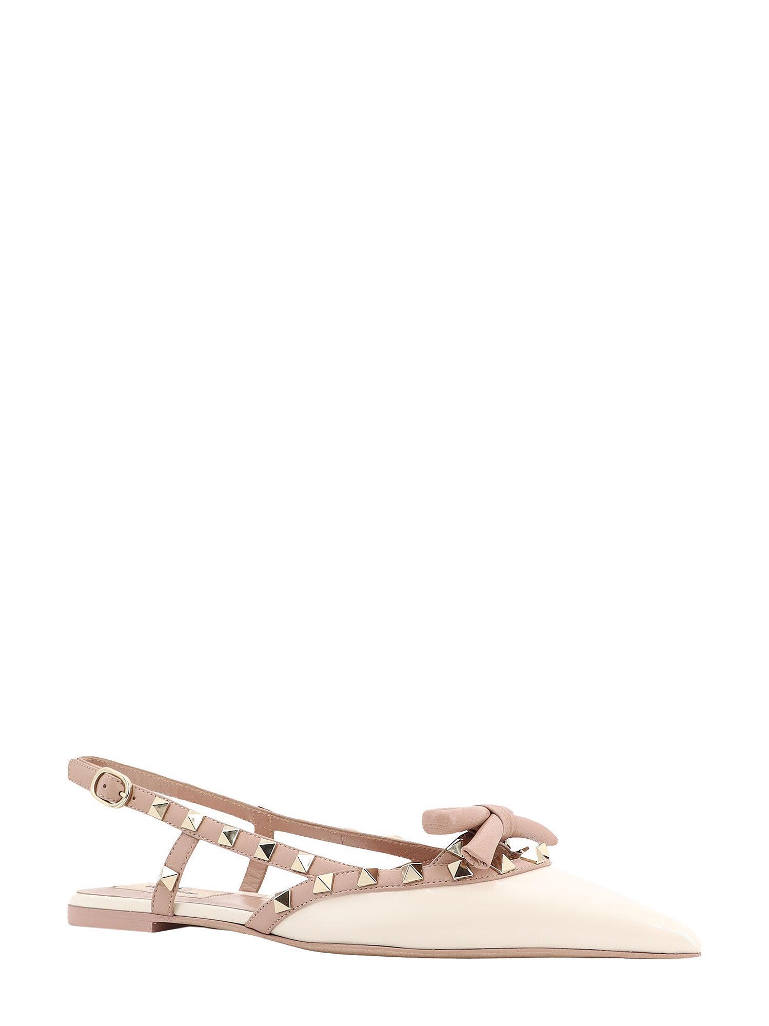 Rockstud Bow Ballerinas In White Product Image