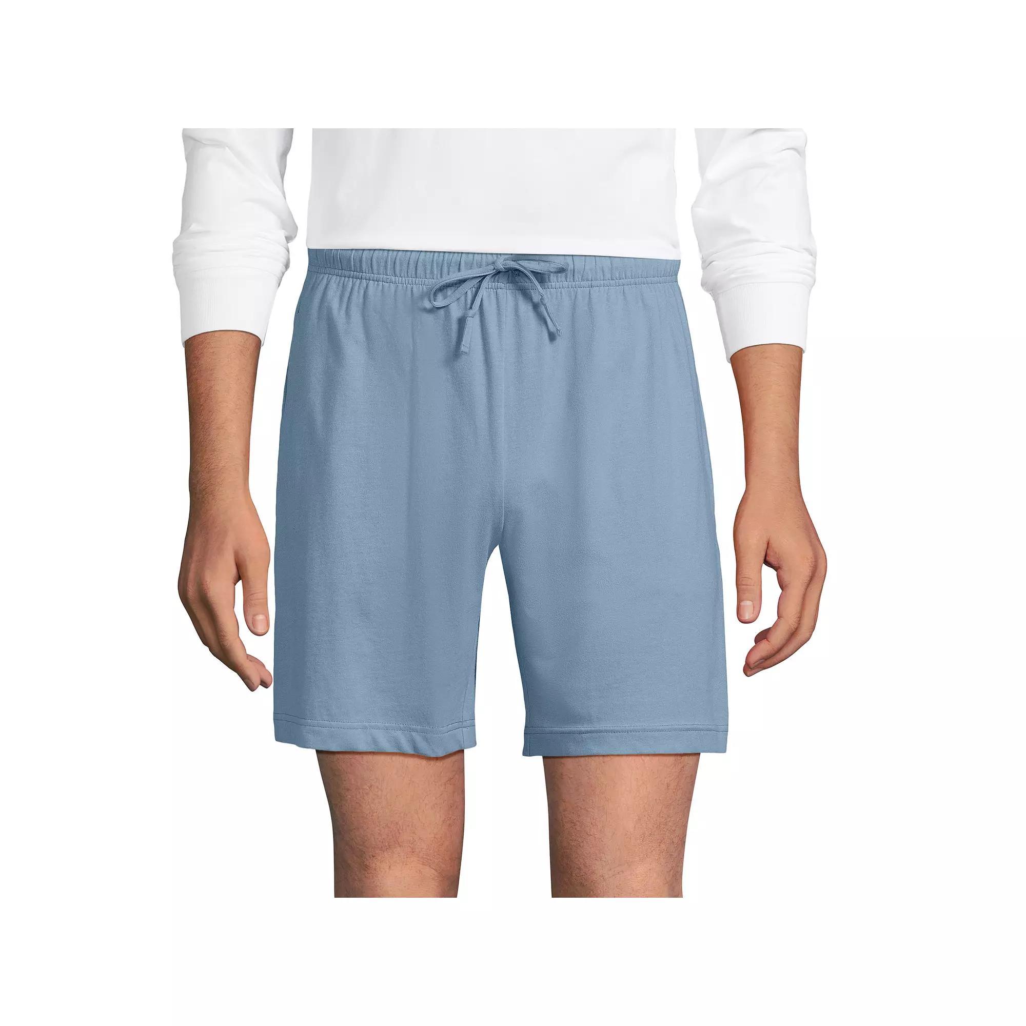 Men's Lands' End Knit Jersey Pajama Shorts, Size: XL, Pale Grey Blue Product Image