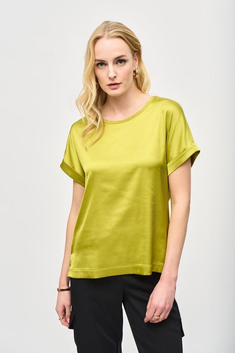 Satin Front Short Sleeve Top Product Image
