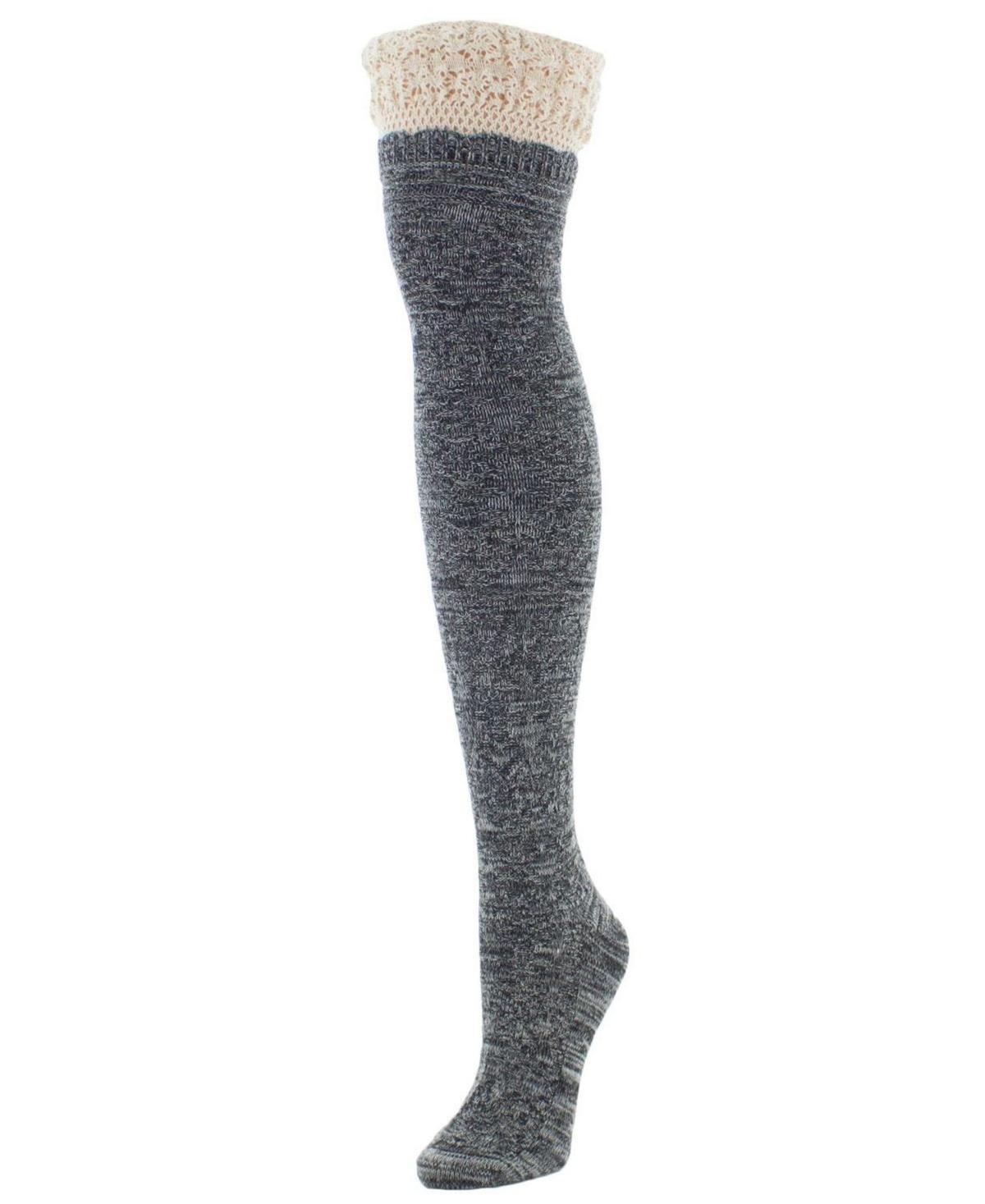 MeMoi Womens Diamond Crochet Over The Knee Socks Product Image