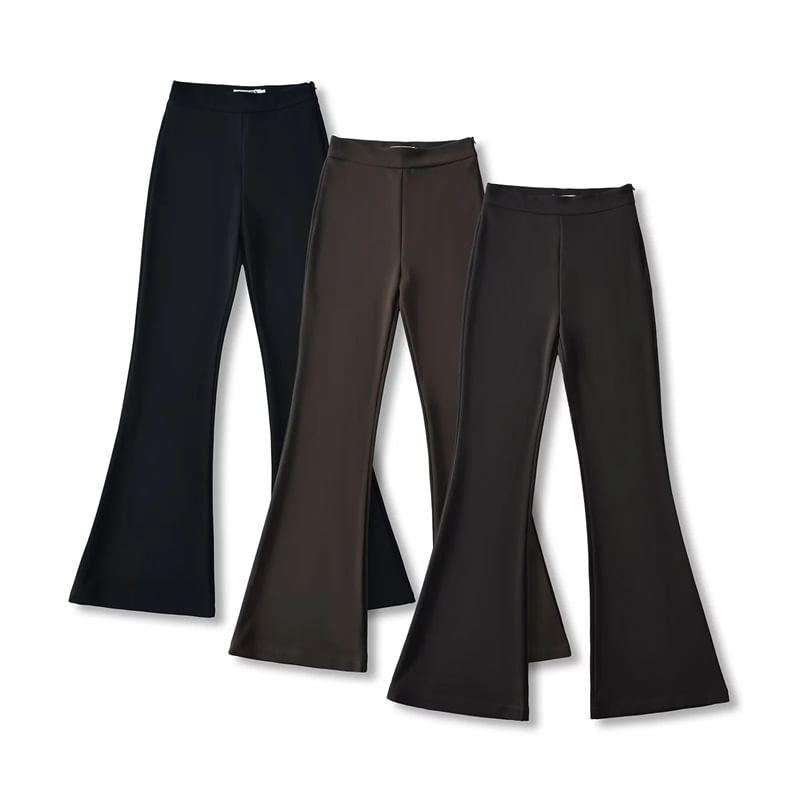 High Rise Plain Flared Pants Product Image