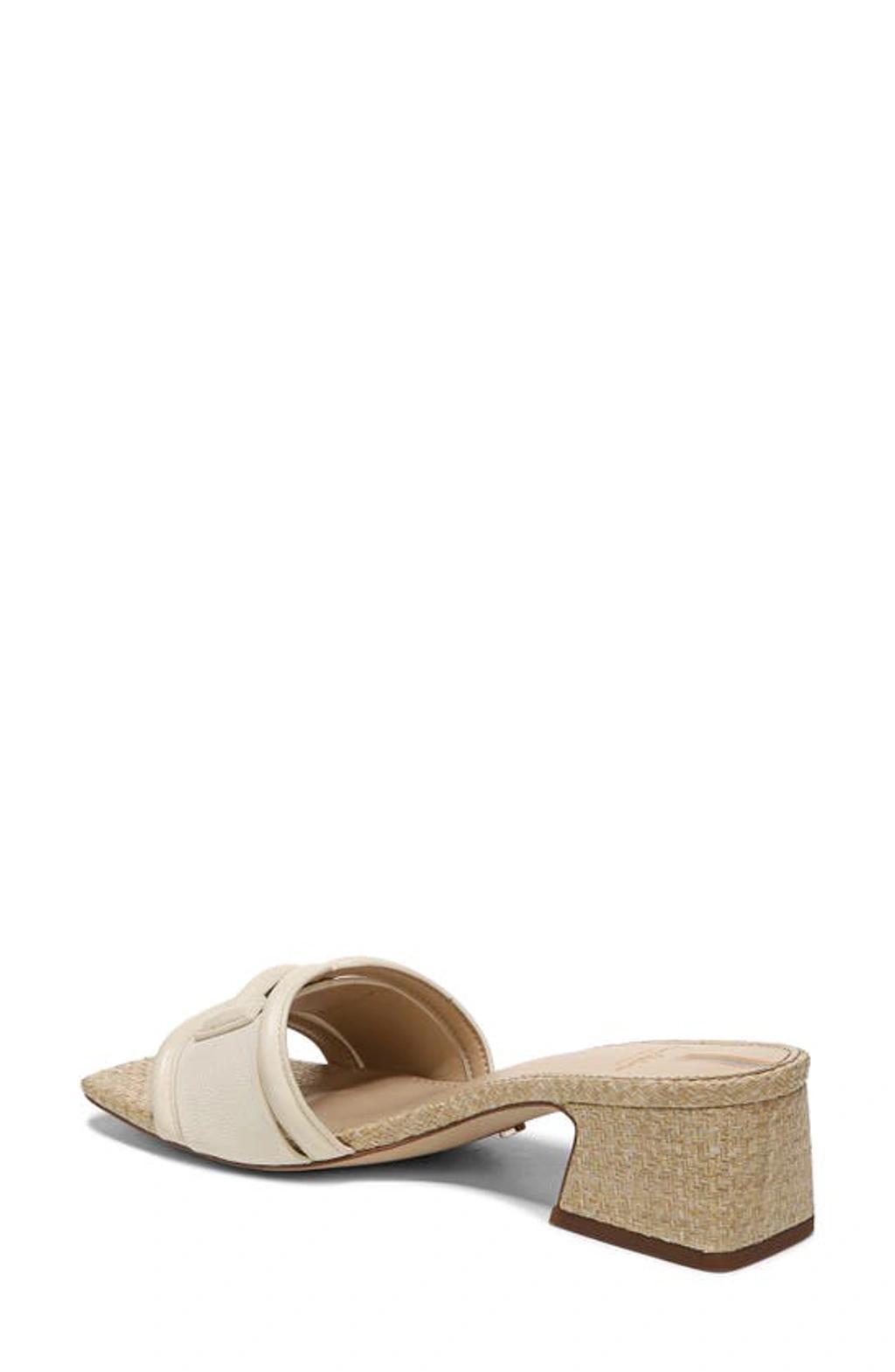 SAM EDELMAN ‘waylon' 45 Double E Single Band Leather Block Heeled Sandals In Ivory Product Image