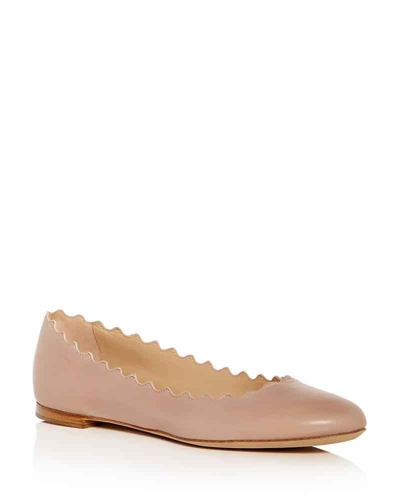 Lauren Scalloped Leather Ballet Flats Product Image