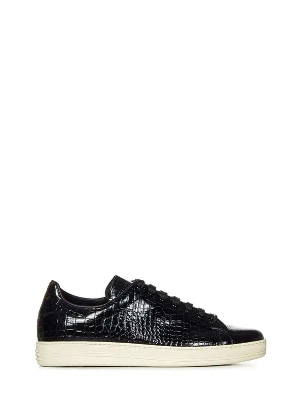 TOM FORD Warwick Printed Croc Sneakers In Black Product Image