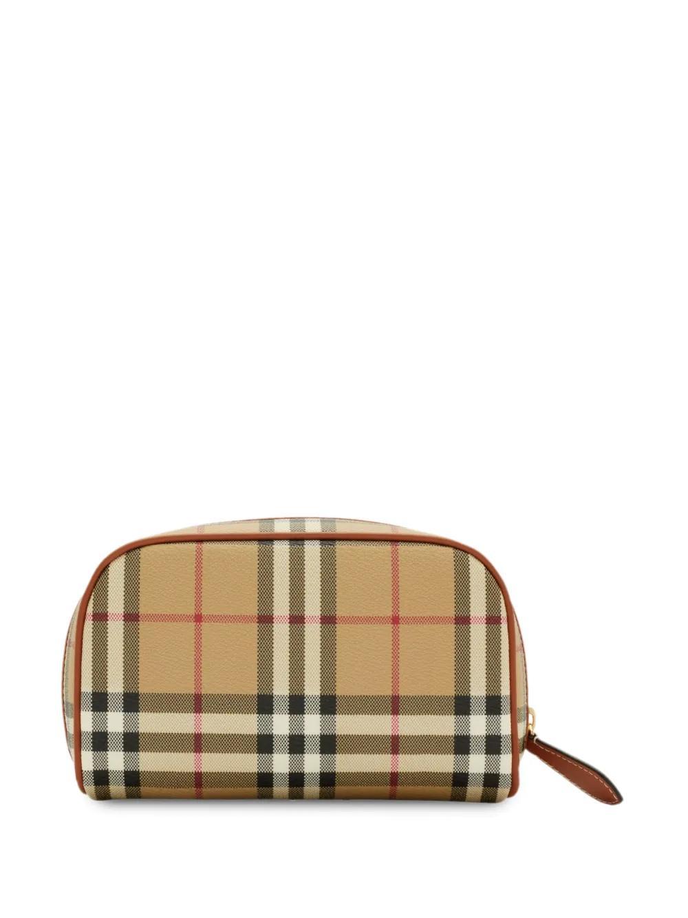 BURBERRY Small Check Travel Pouch In Cream Product Image