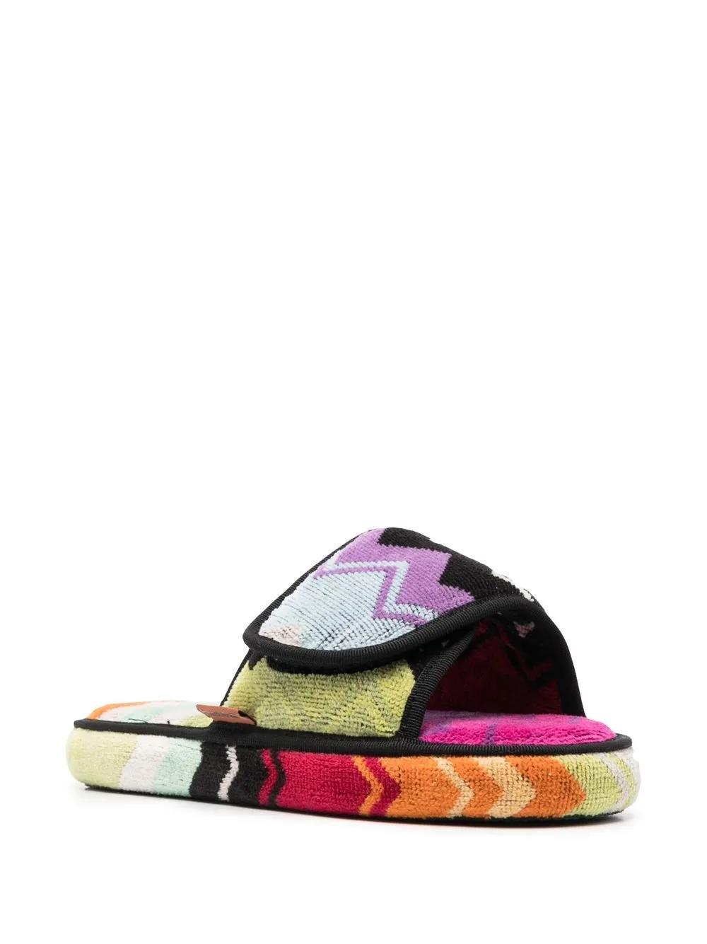 MISSONI Striped Touch-strap Slippers In Arancio Product Image