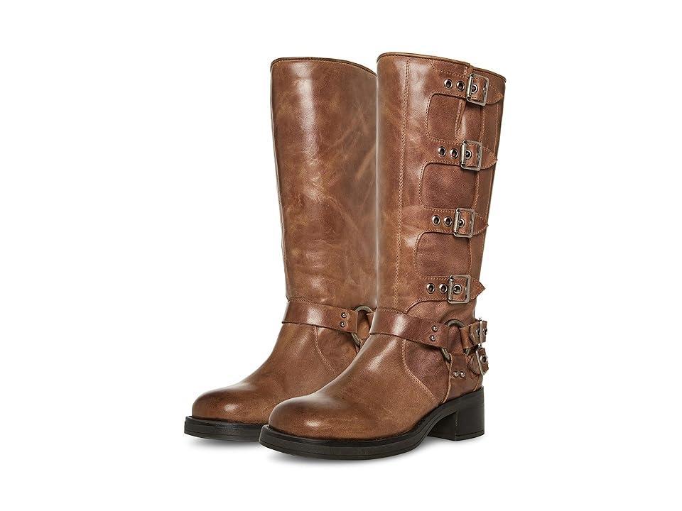 Steve Madden Brocks Distressed Leather Tall Moto Boots Product Image