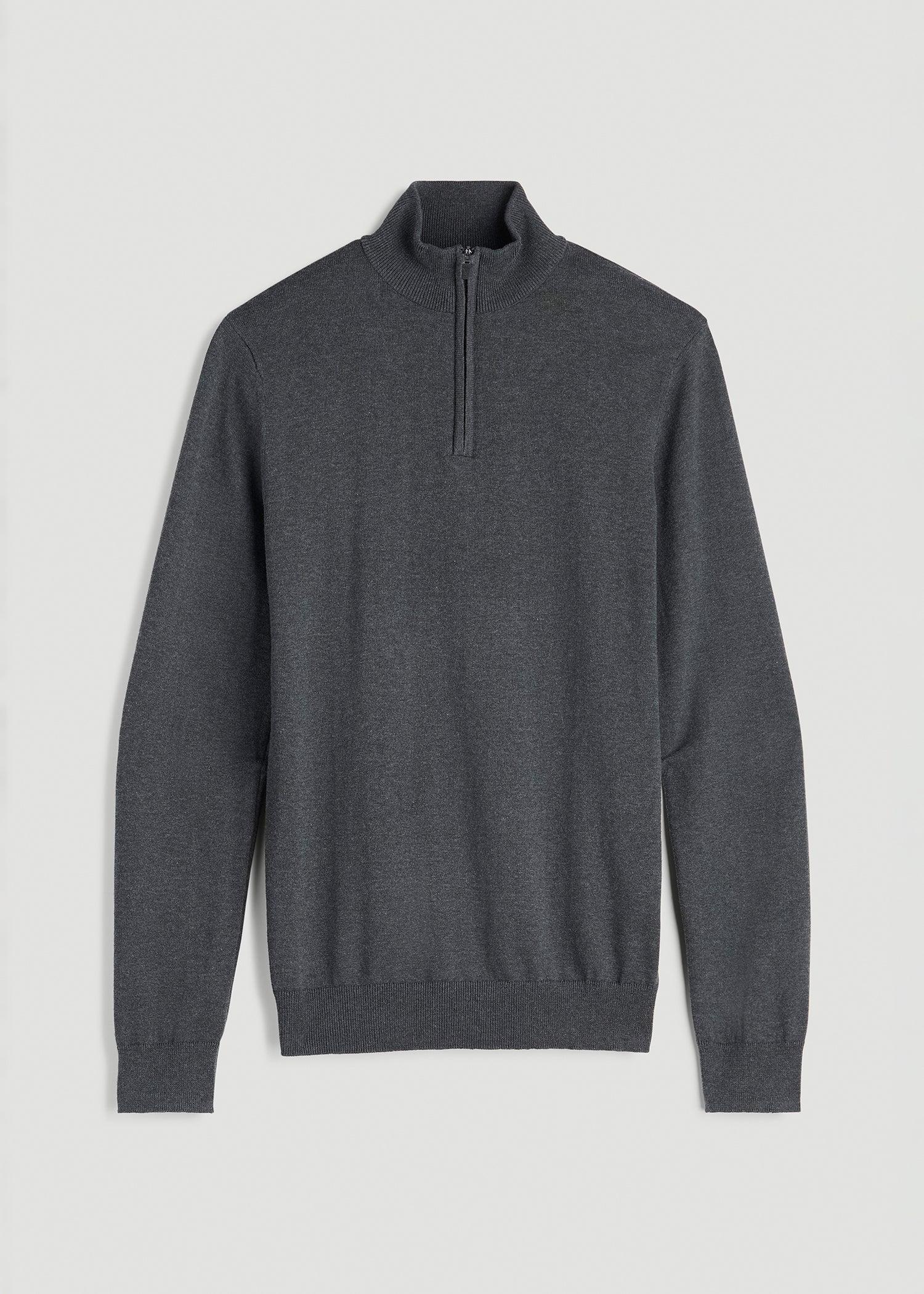 Everyday Quarter-Zip Sweater for Tall Men in Charcoal Mix Male Product Image