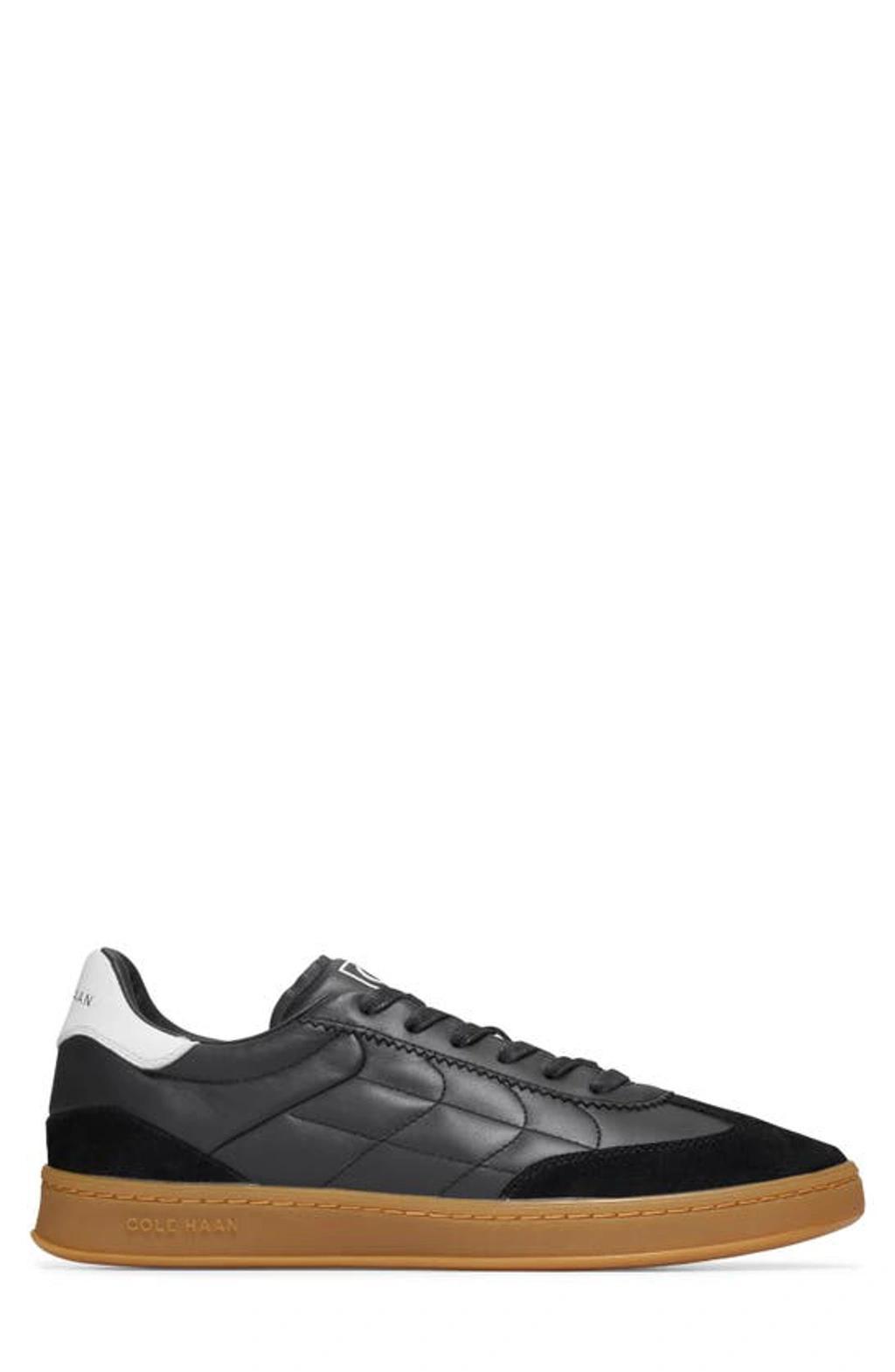 COLE HAAN Grandpro Breakaway Brand-embossed Leather Low-top Trainers In Black,nicotine Gum Product Image