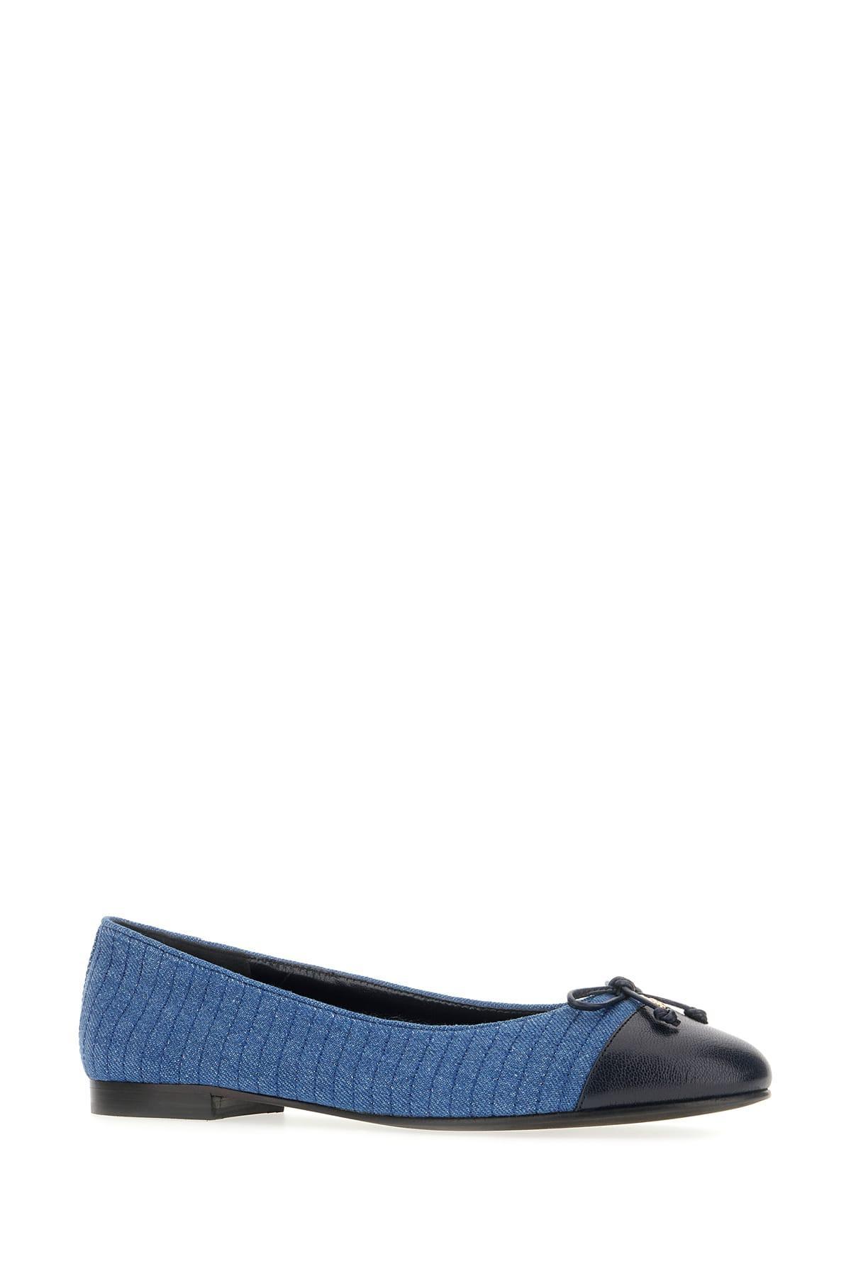 TORY BURCH Matelassé Ballet Flats In Blue Denim Blend Product Image