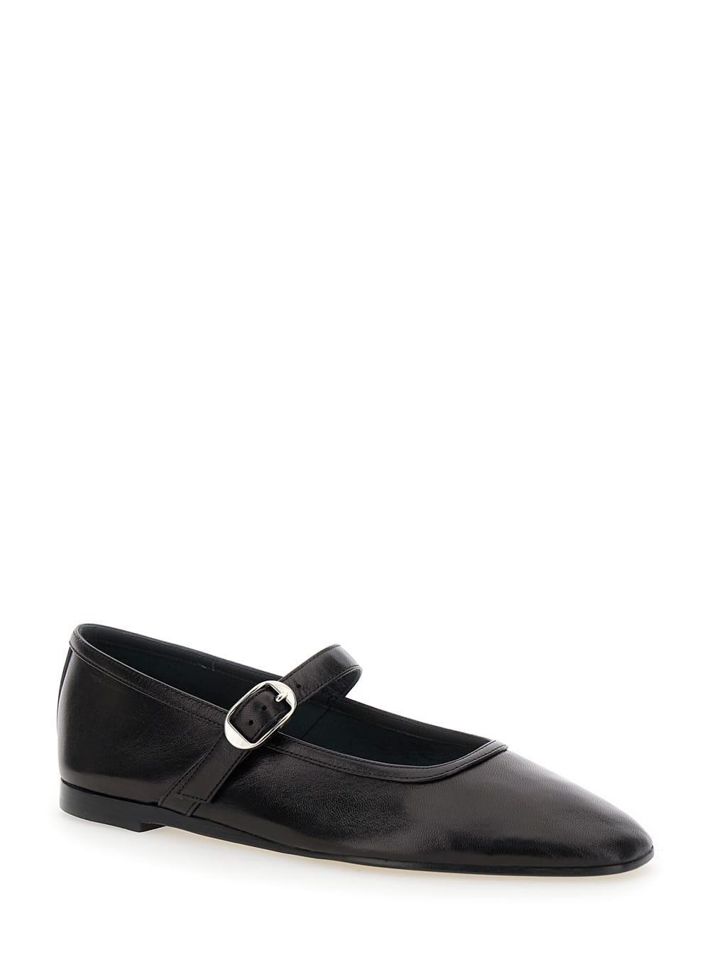 Lea Mary Jane Leather Ballet Flats In Black Product Image