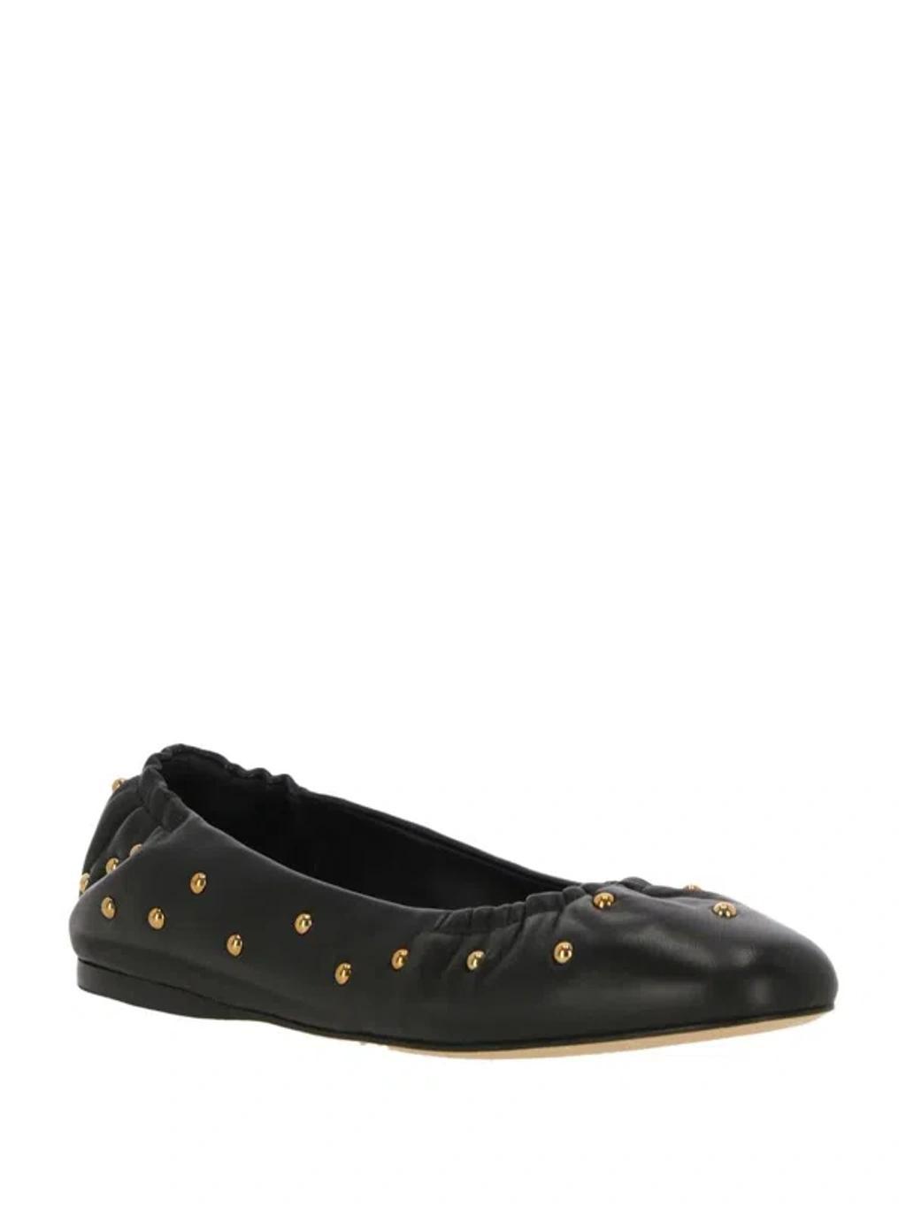 CHLOÉ Eia Studded Leather Ballerina Flats In Black Product Image