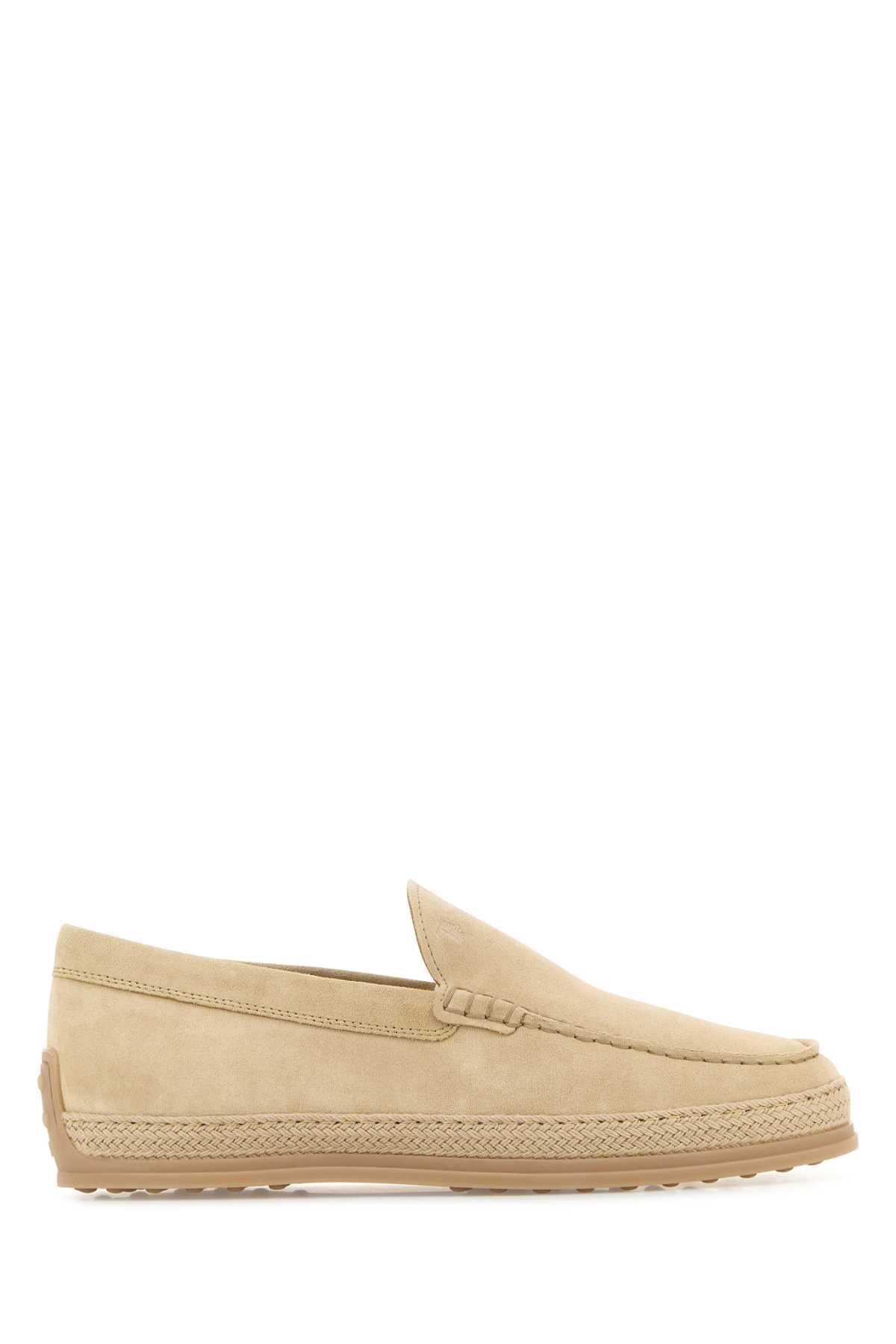 TOD'S Mokassins Aus Veloursleder Mit Raffiabast In Beige Product Image