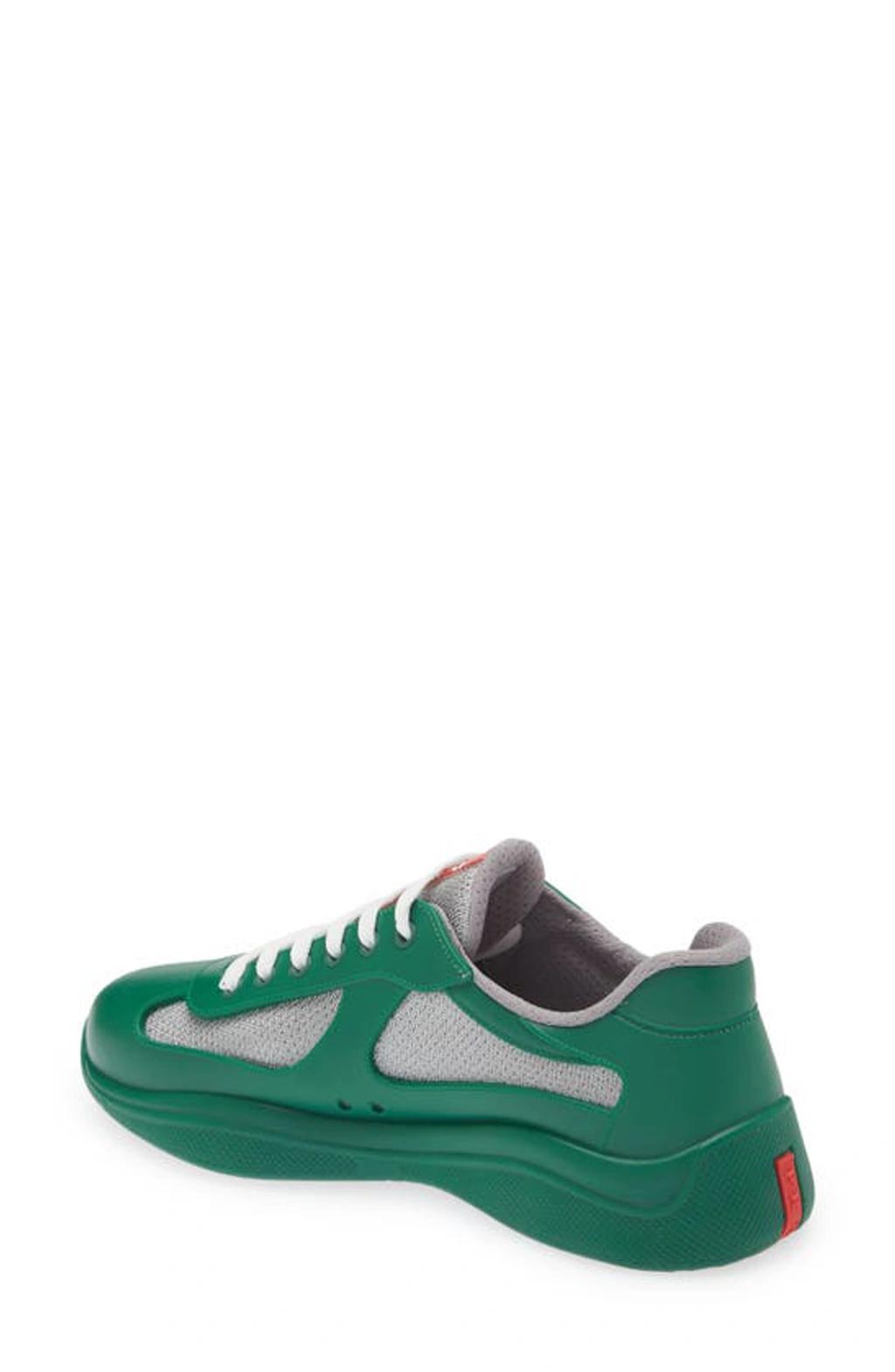 PRADA Men's America's Cup Soft Rubber And Bike Fabric Sneakers In Green Product Image