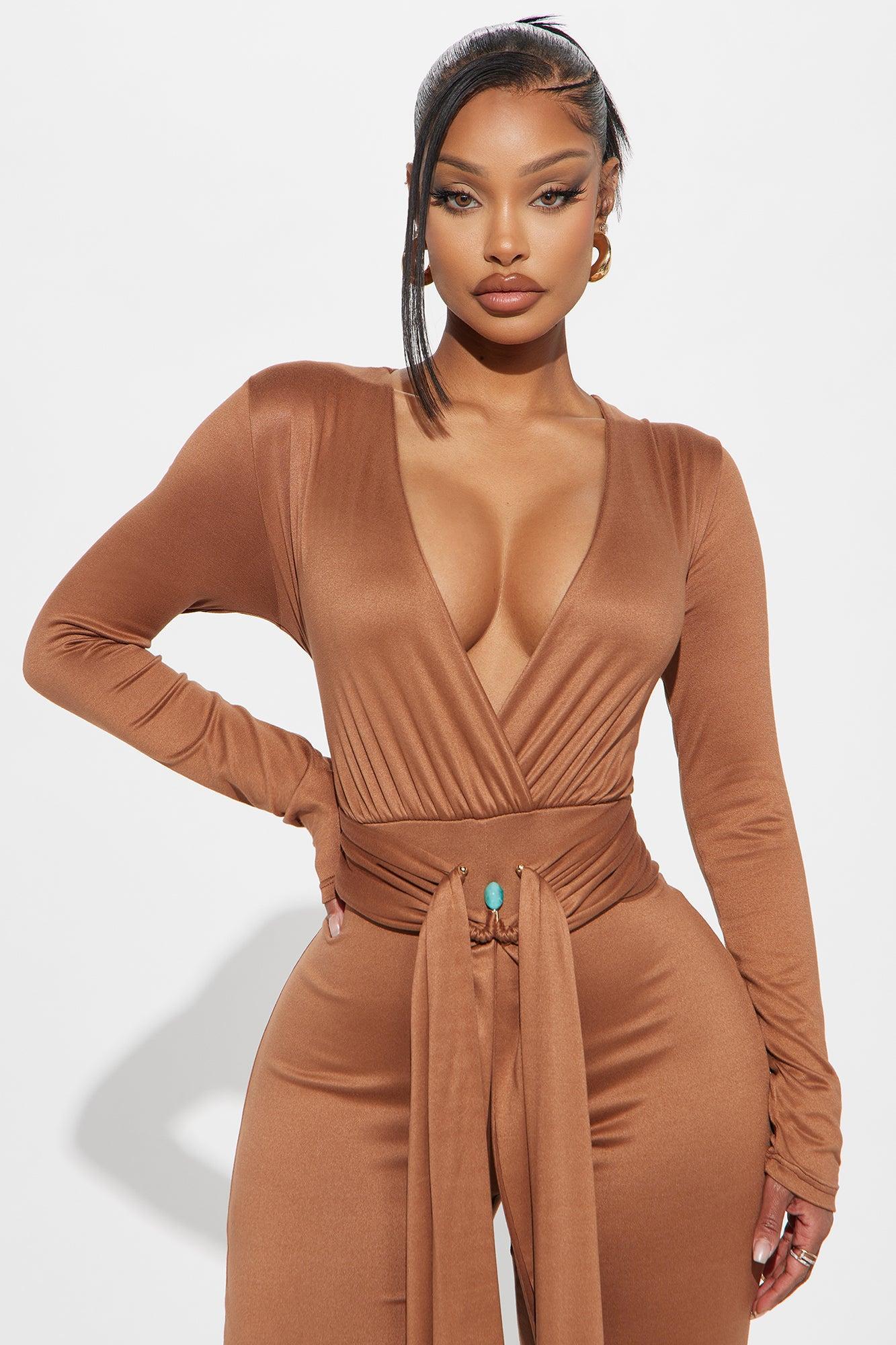 Zoe Belted Jumpsuit - Mocha Product Image