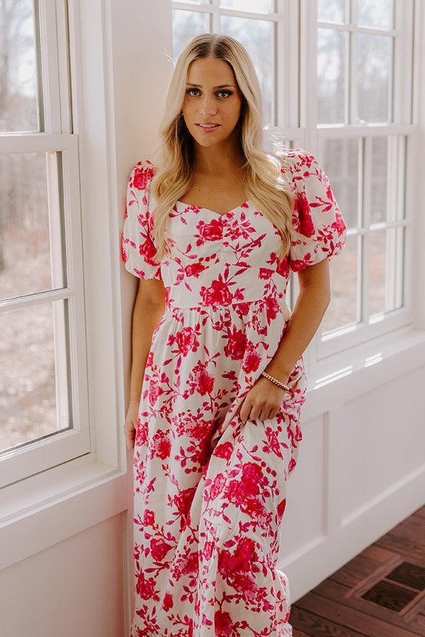 Sweet Surprise Floral Maxi Dress in Hot Pink Product Image