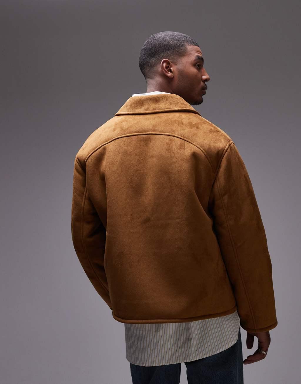 Topman suedette shearling jacket Product Image