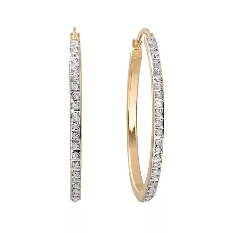 Diamond Mystique 18k Gold Over Silver Hoop Earrings, Women's, Yellow Product Image