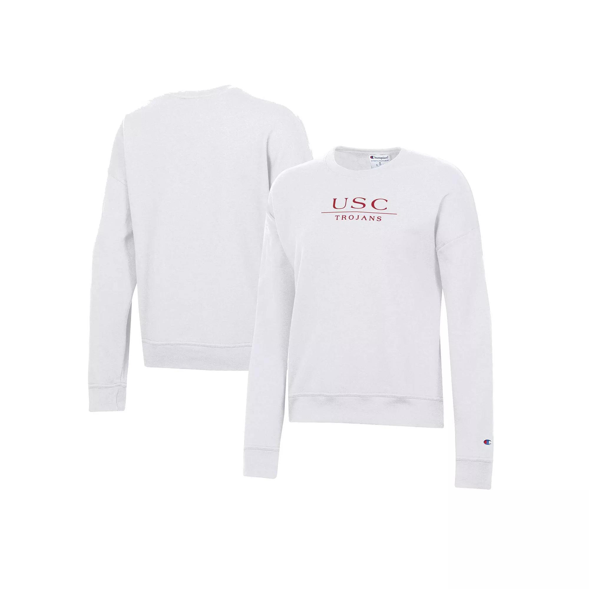 Women's Champion White USC Trojans Fleece Pullover Sweatshirt, Size: Small Product Image