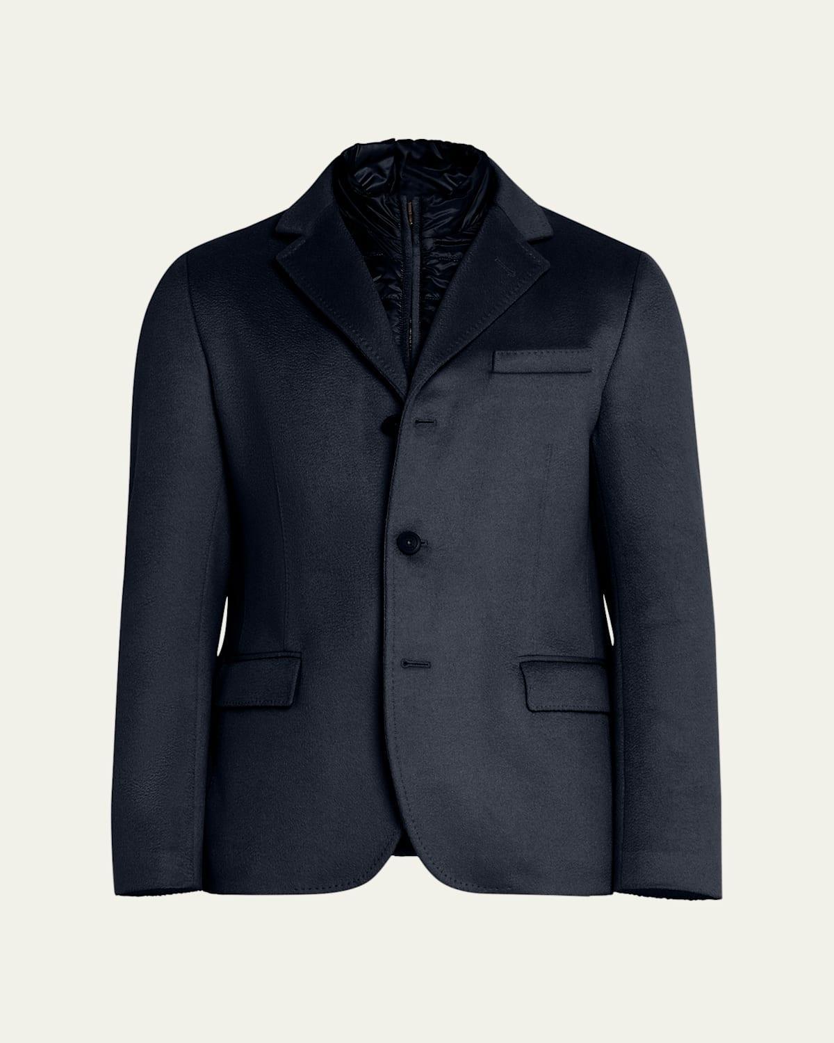 Mens Cashmere Blazer with Nylon Wind Guard Product Image