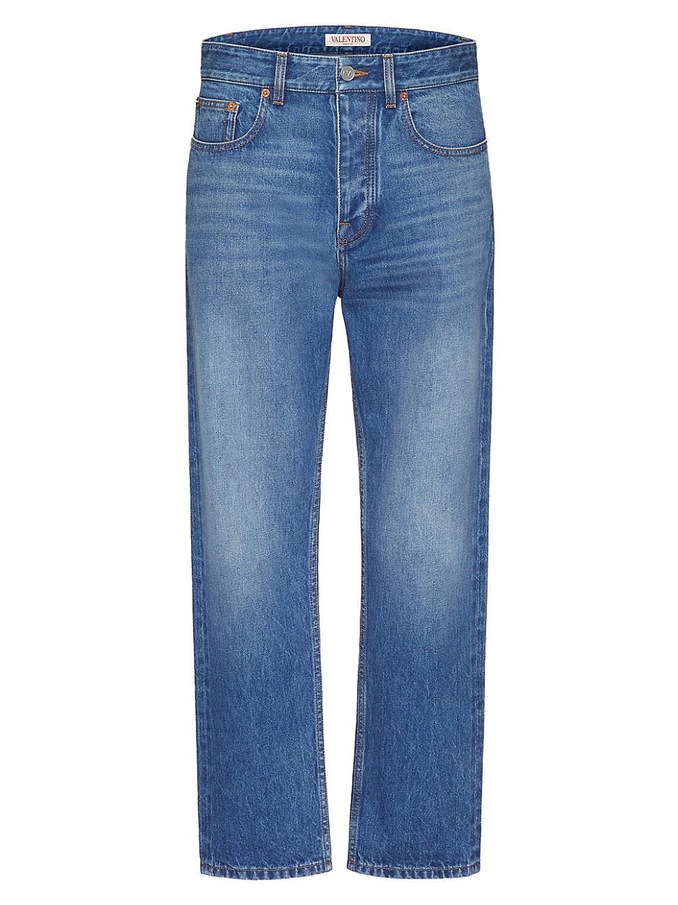 Mens Denim Pants With Embossed Vlogo Signature Product Image