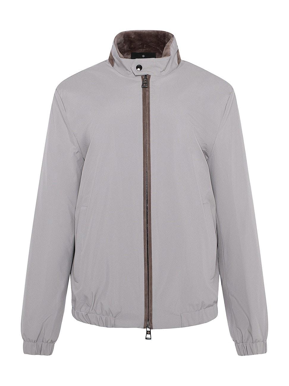 Mens Fabric Jacket with Shearling Lamb Lining Product Image