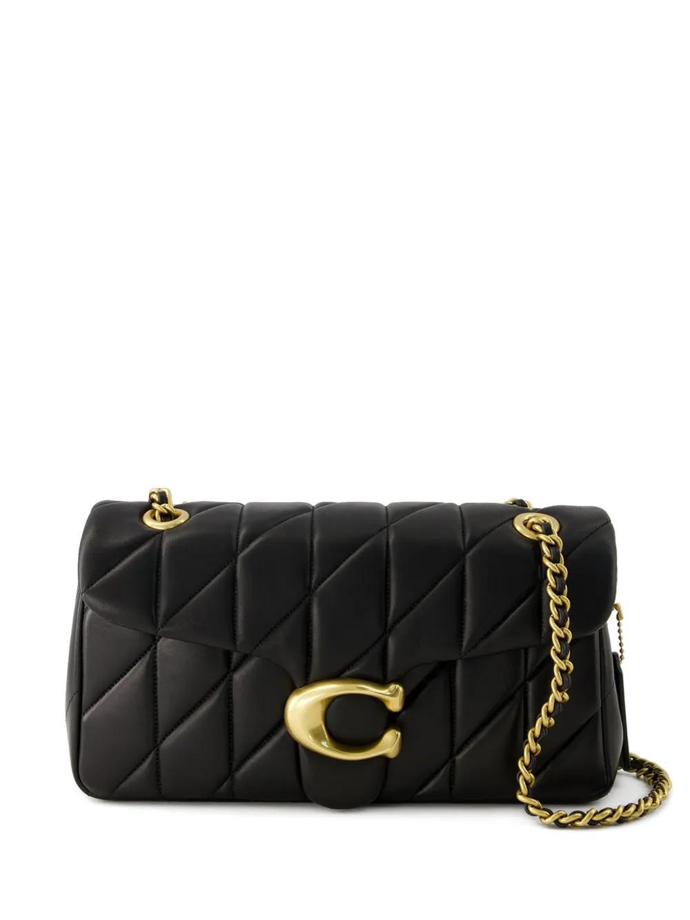 COACH Tabby Logo-plaque Quilted Leather Cross-body Bag In Black Product Image