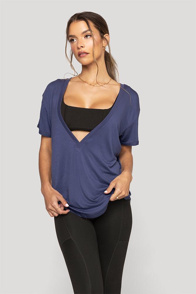 Reversible Deep V Tee - Nightshade Blue Product Image