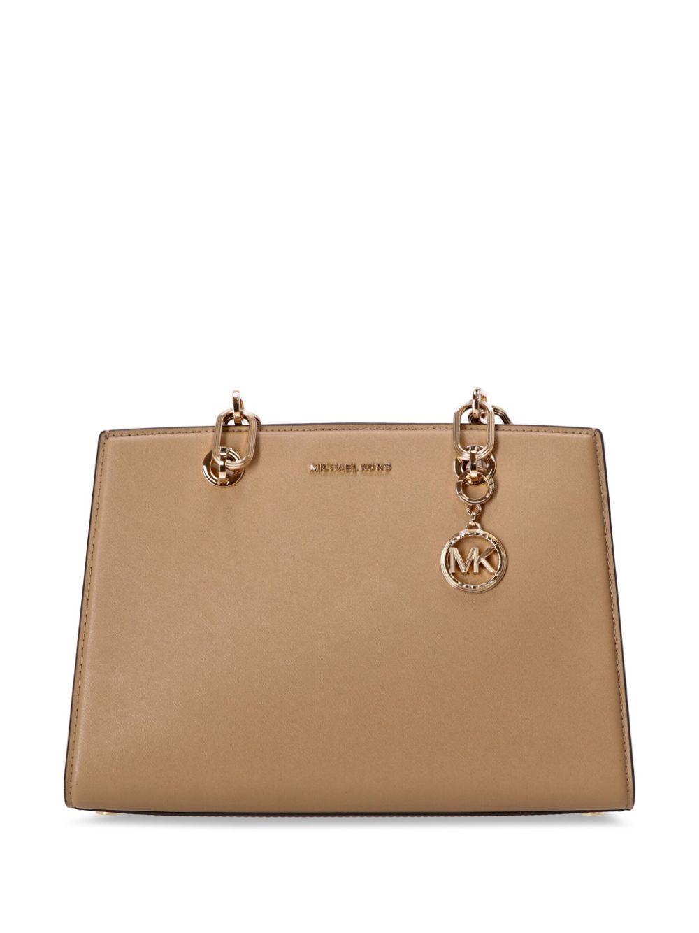 MICHAEL KORS Cynthia Leather Tote Bag In Brown Product Image