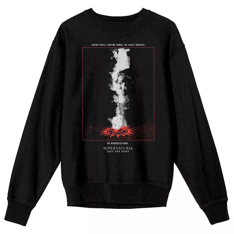 Men's Supernatural To Hell Long Sleeve Graphic Pullover, Size: Large, Black Product Image