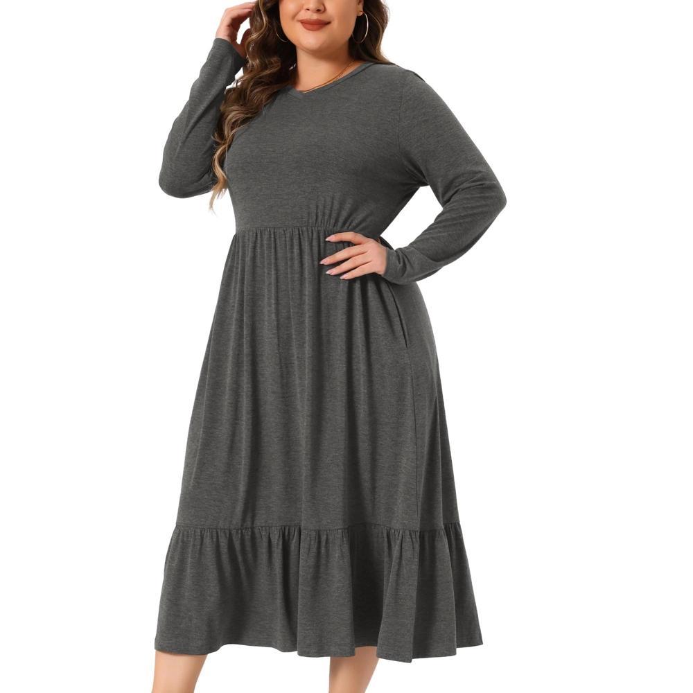 Agnes Orinda Women's Plus Size V Neck Flowy Tiered with Pockets Vacation Casual Maxi A Line Dresses Product Image