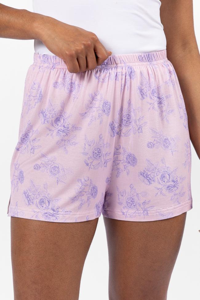 Sweet Dreams In Purple Floral Fantasy Pajama Shorts FINAL SALE Product Image