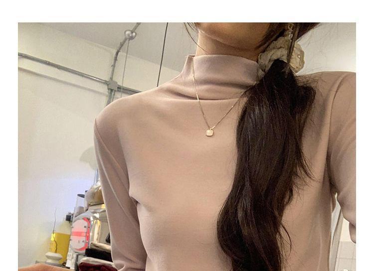 Long Sleeve Mock Neck Plain Top Product Image