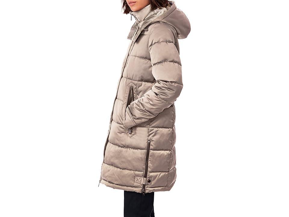 Bernardo Fashions Shiny Twill Heavyweight Coat (Frappe) Women's Clothing Product Image