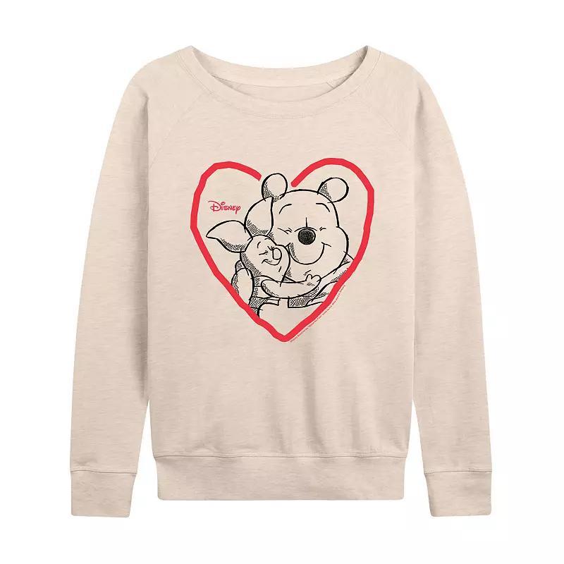 Disney's Winnie the Pooh Piglet & Pooh Women's Heart French Terry Long Sleeve Tee, Girl's,  Product Image