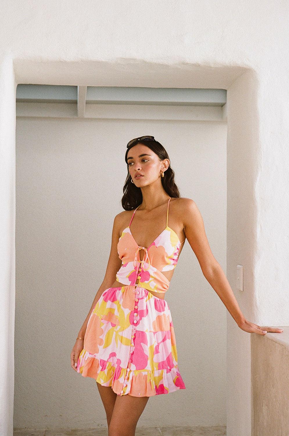 Backless Cecily Dress - Nectar Floral Product Image