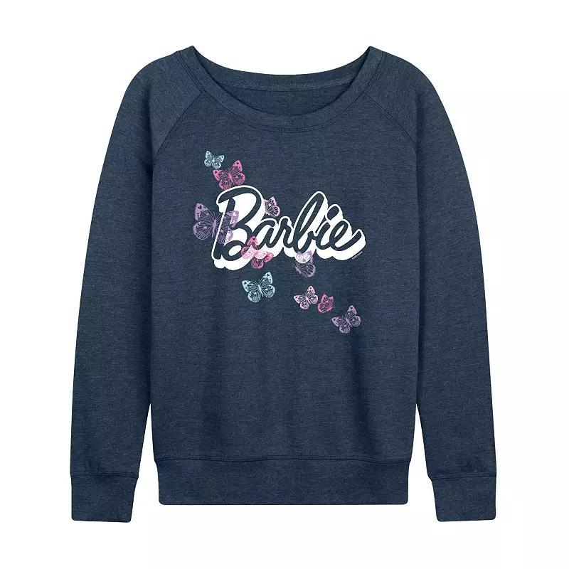 Women's Barbie® Butterfly Logo French Terry Long Sleeve Tee, Girl's, Size: Medium, Heather Grey Product Image