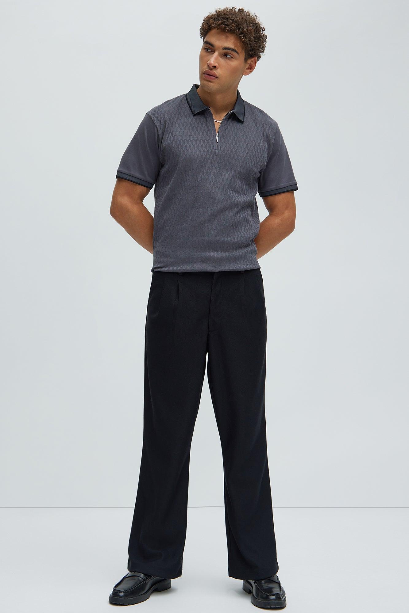 Fernando Textured Polo - Charcoal Product Image