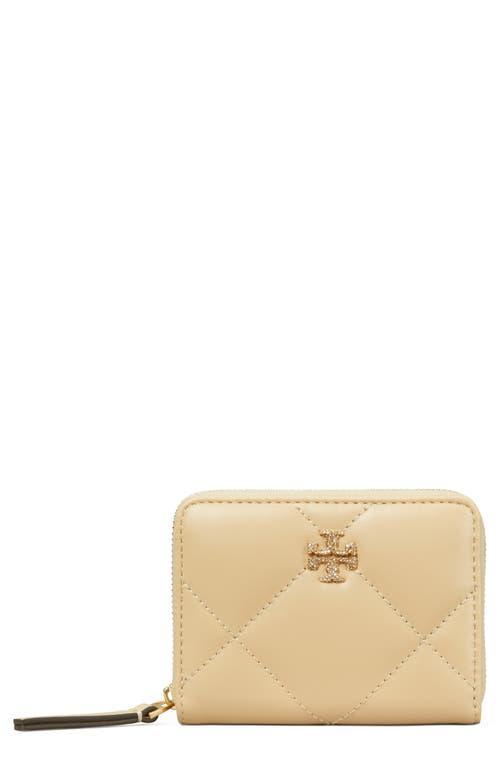 TORY BURCH Kira Pave Logo Diamond Quilted Leather Wallet In Vanilla Product Image