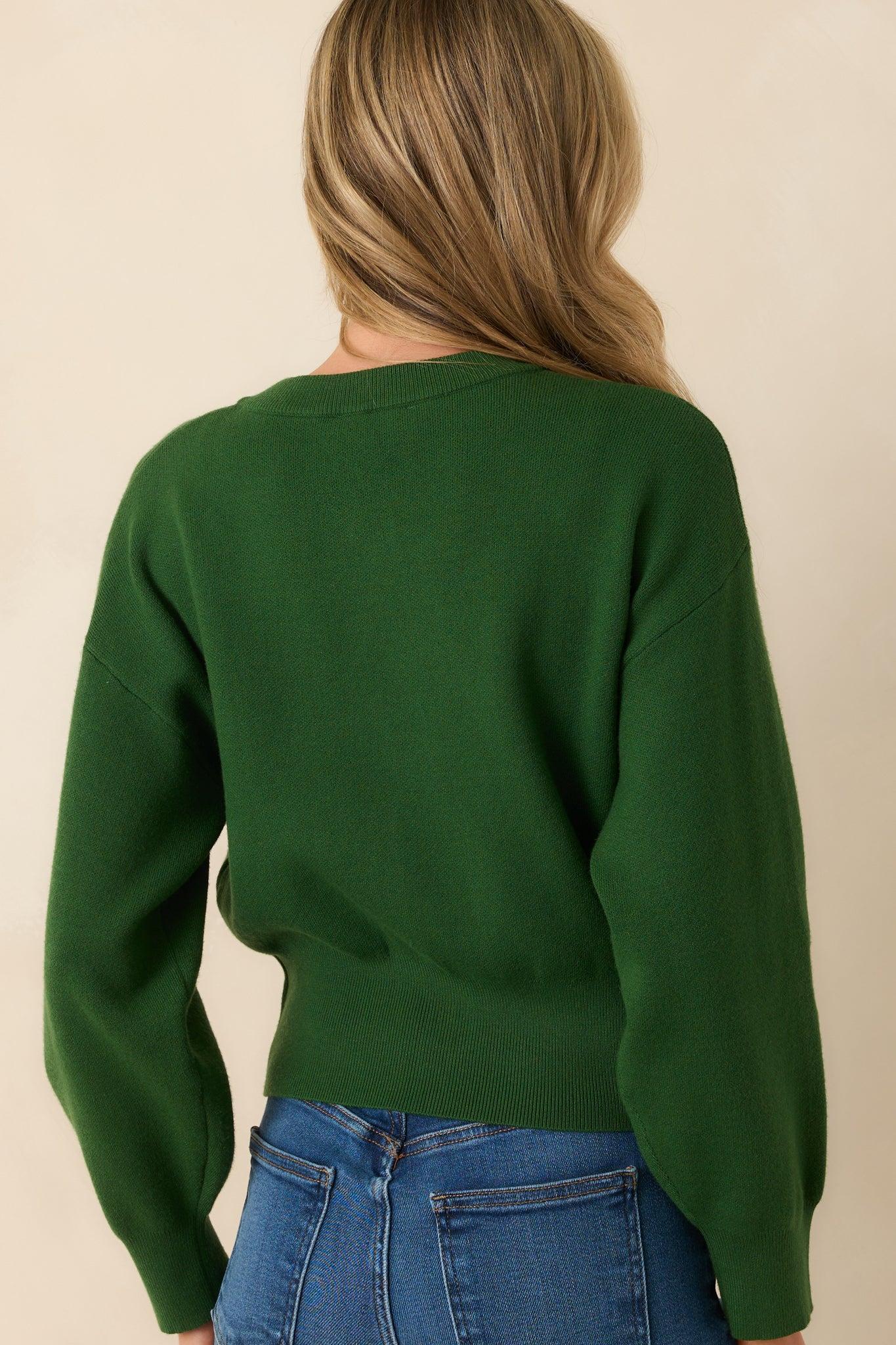 Kind Of Comforting Hunter Green Button Front Long Sleeve Cardigan Product Image