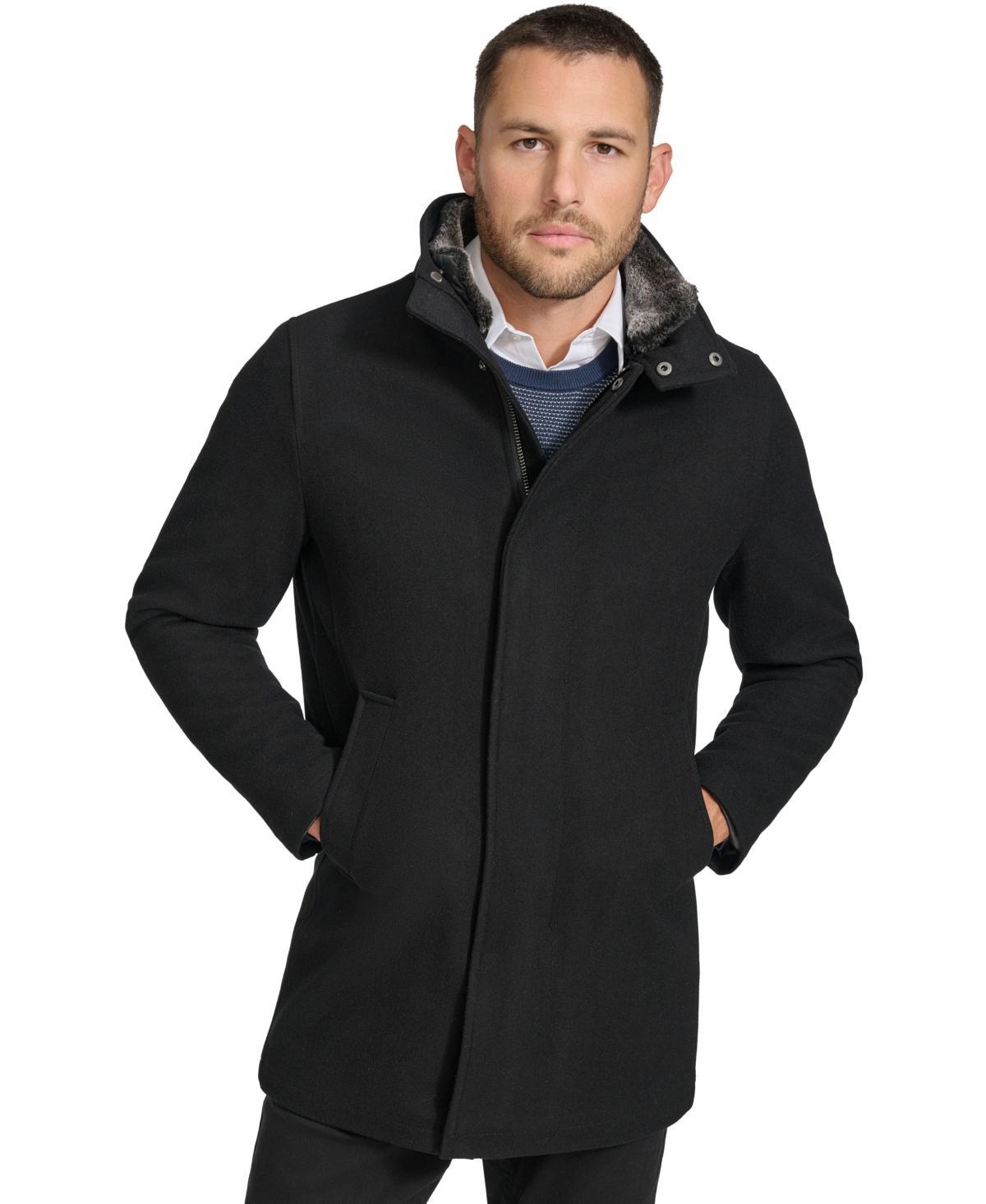 Calvin Klein Mens Urban Walker Coat with Detachable Faux Rabbit Fur at Interior Collar Product Image