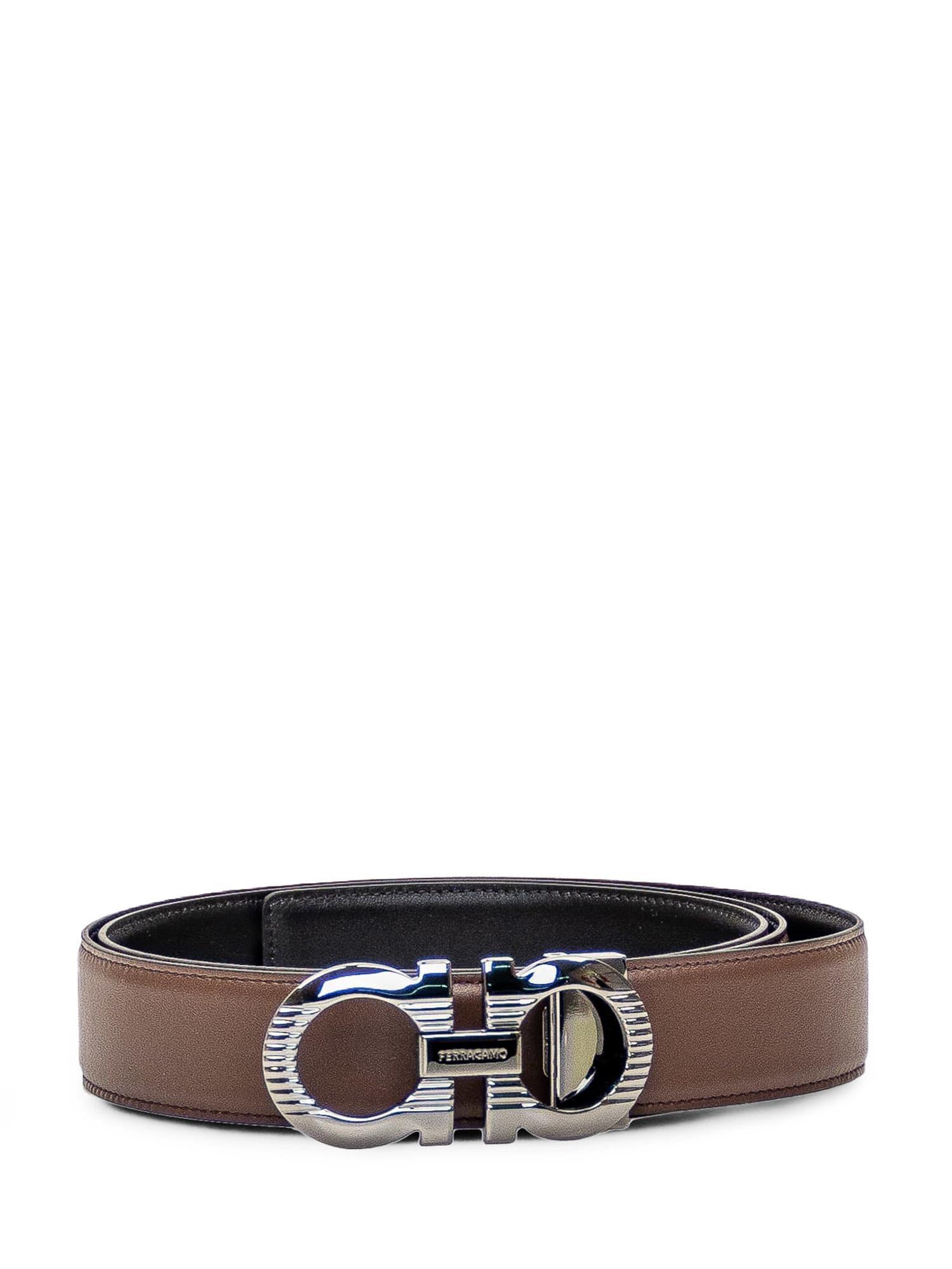 FERRAGAMO Reversible Gancini Belt In Brown Product Image