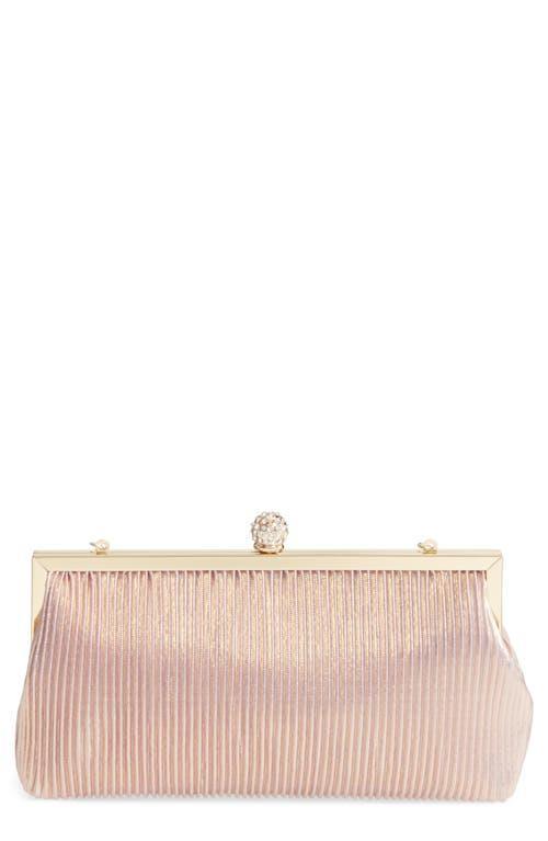 Womens Pleated Metallic Frame Clutch - Steel Product Image