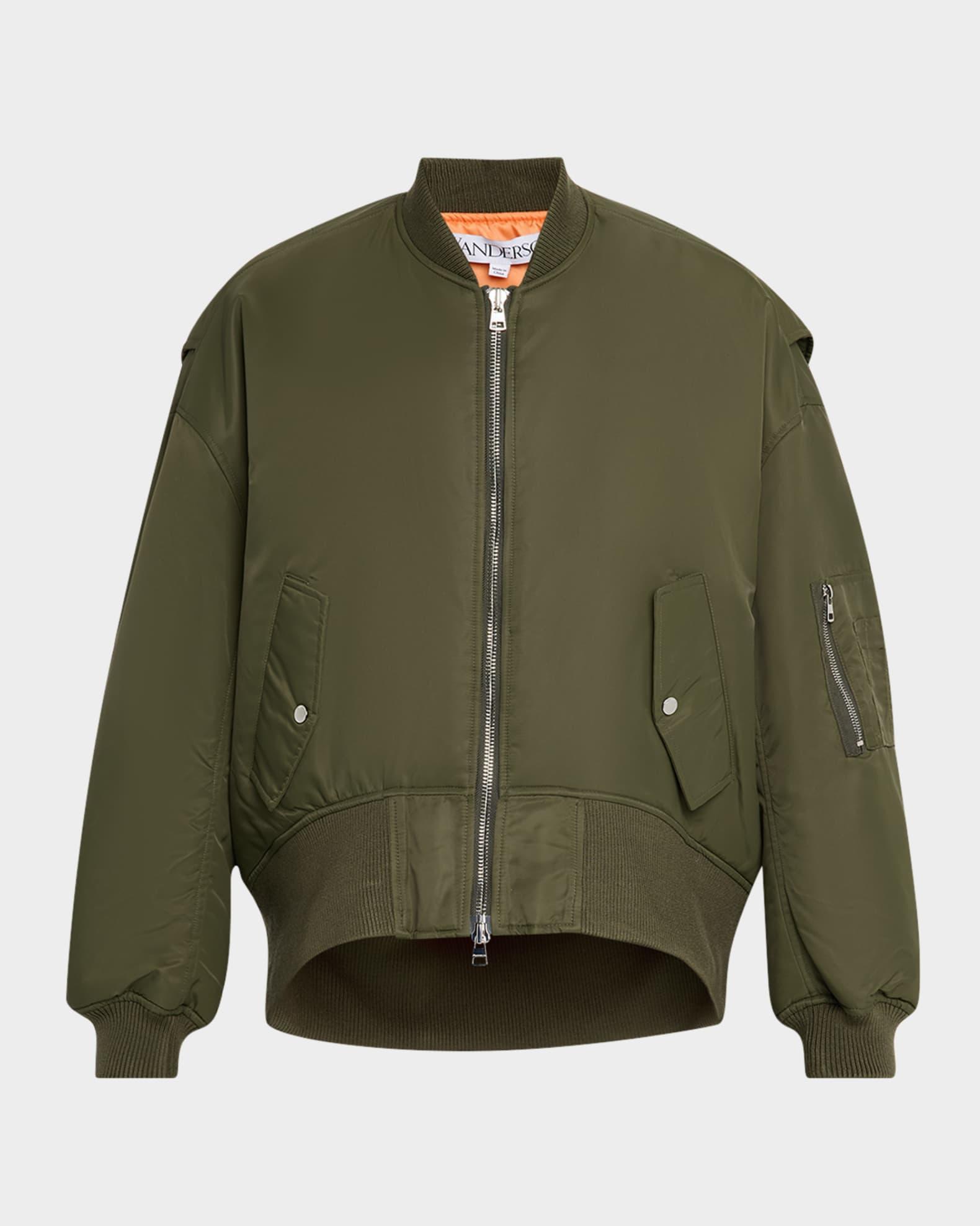 Men's Oversized Curved-Hem Bomber Jacket Product Image